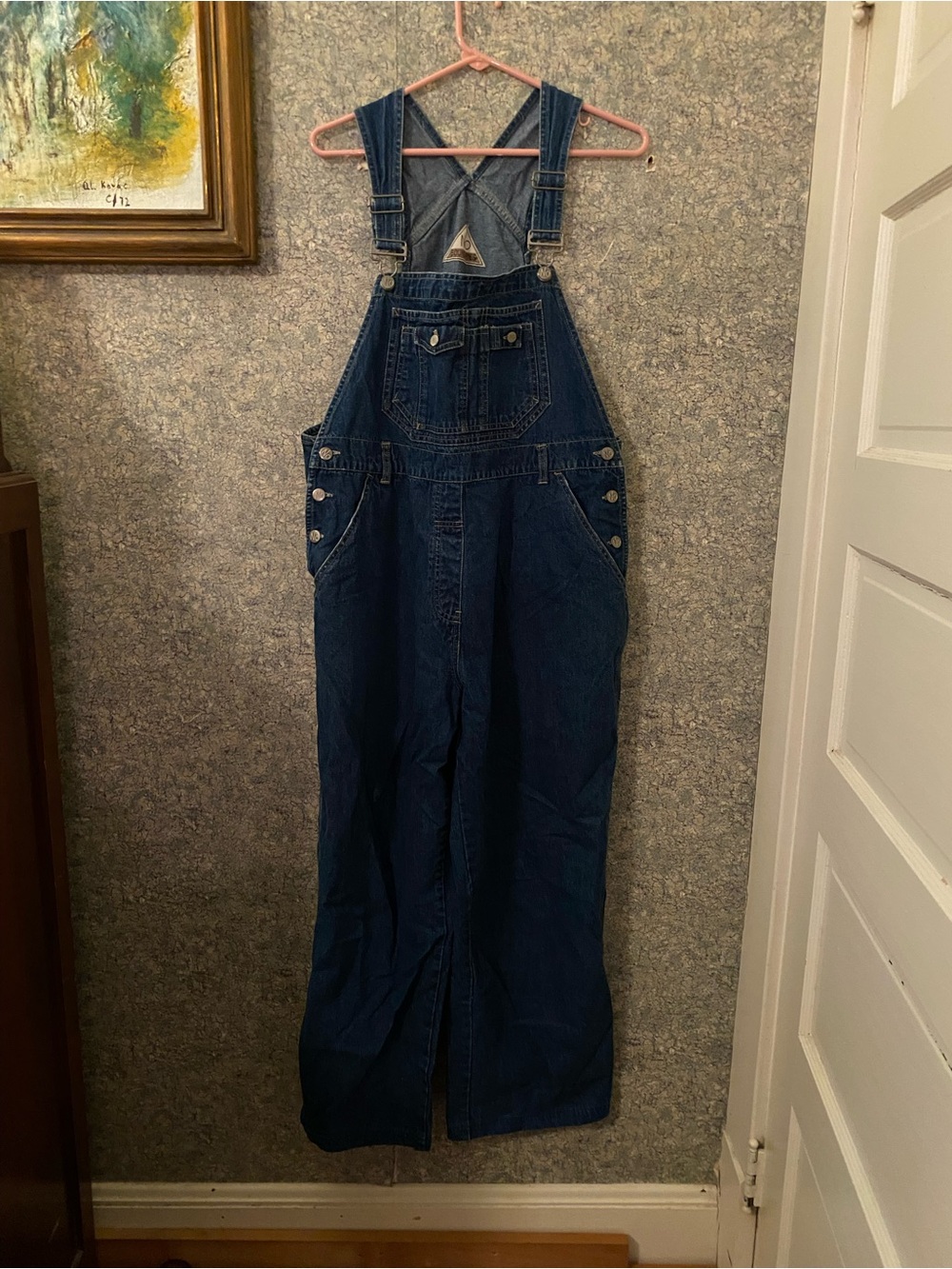 Vintage Dark Blue Denim Overalls no boundaries y2k baggy loose fit XL 100%cotton